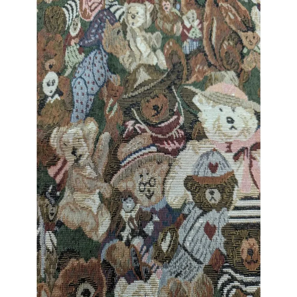 Vintage Teddy Bear Jacquard Tapestry Woven Fabric Material Remnant 60x30inch